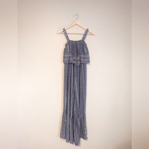 Japna 100% Rayon Blue and White Jumpsuit